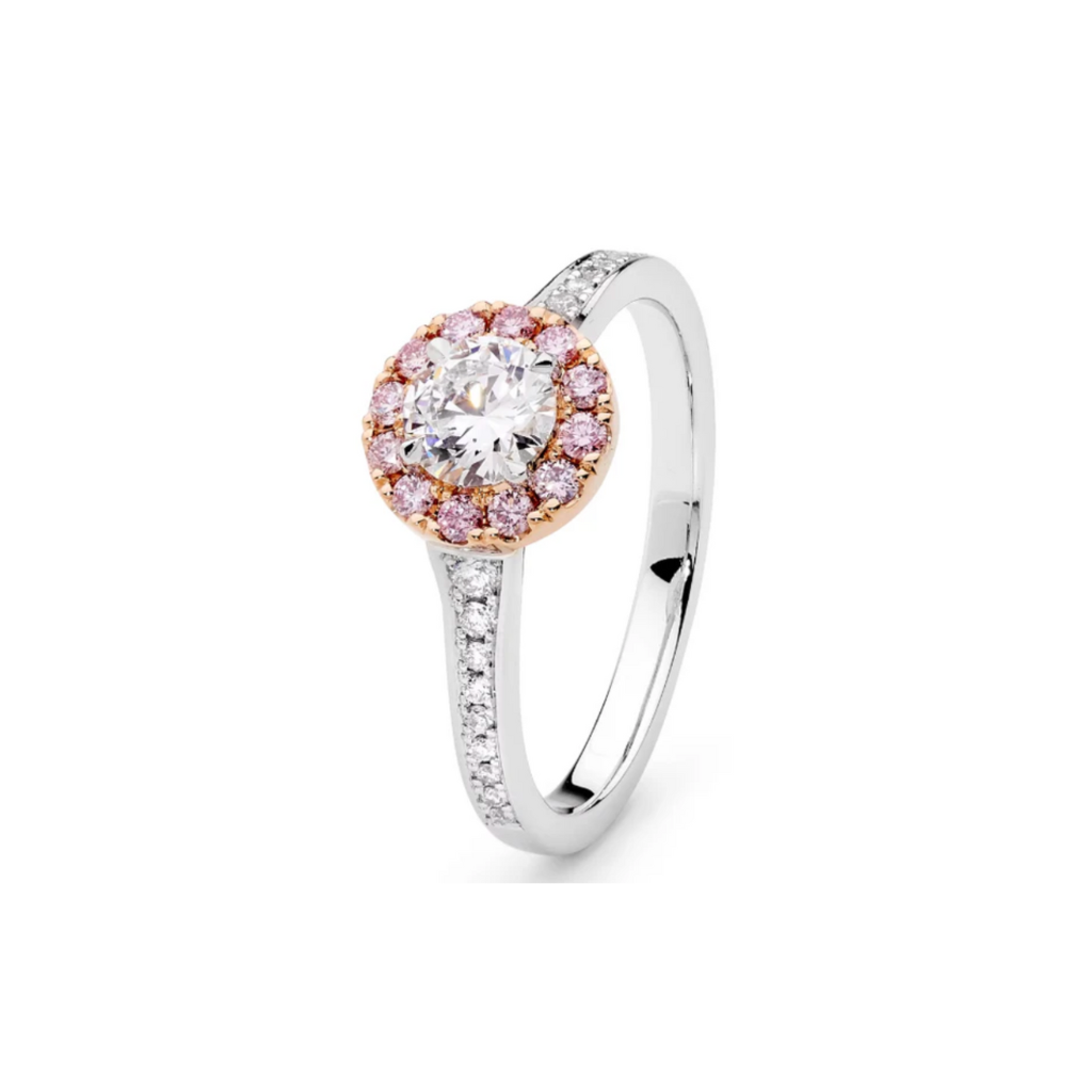 18K White & Rose Gold Diamond Halo Ring