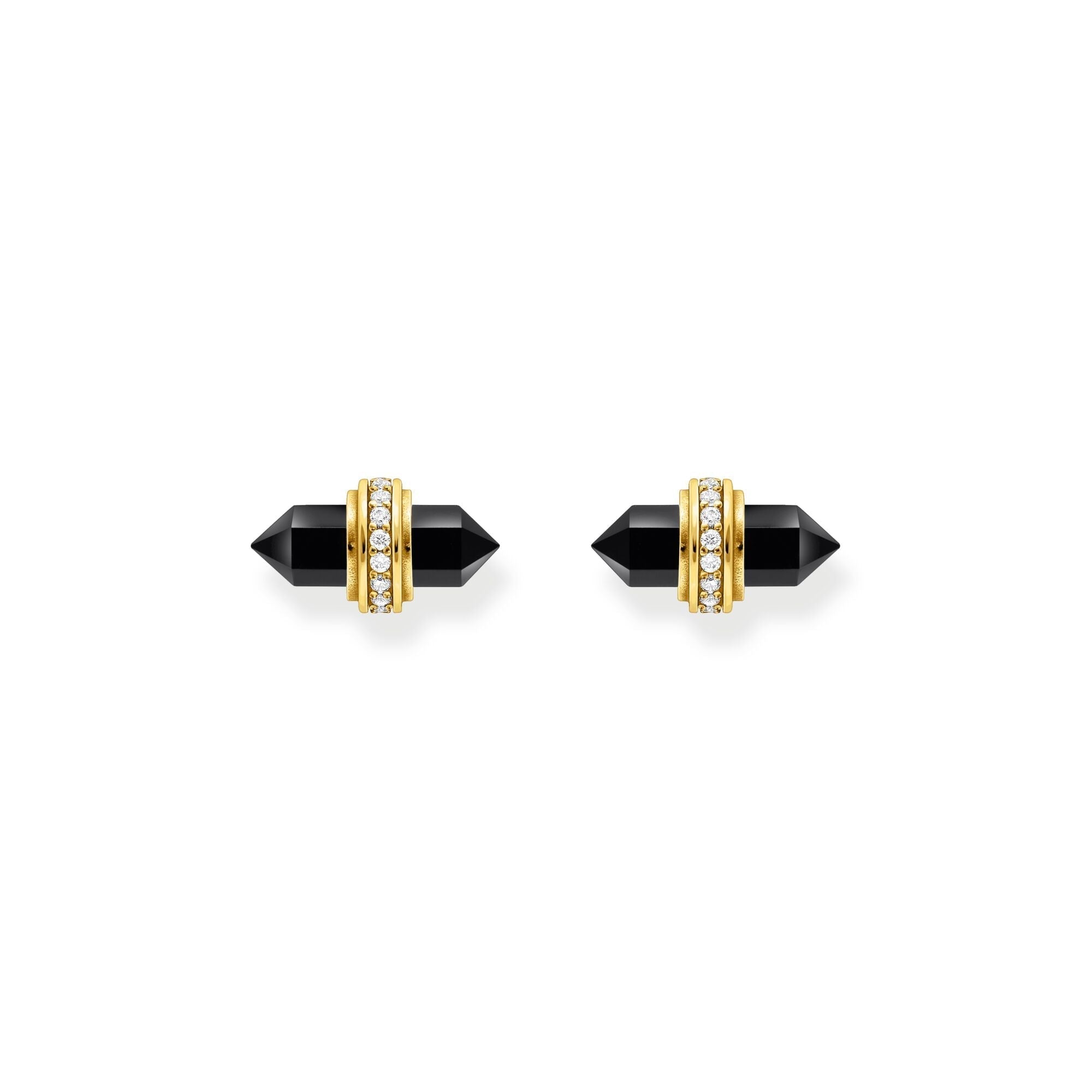 THOMAS SABO Crystal Ear Studs with Onyx Gold