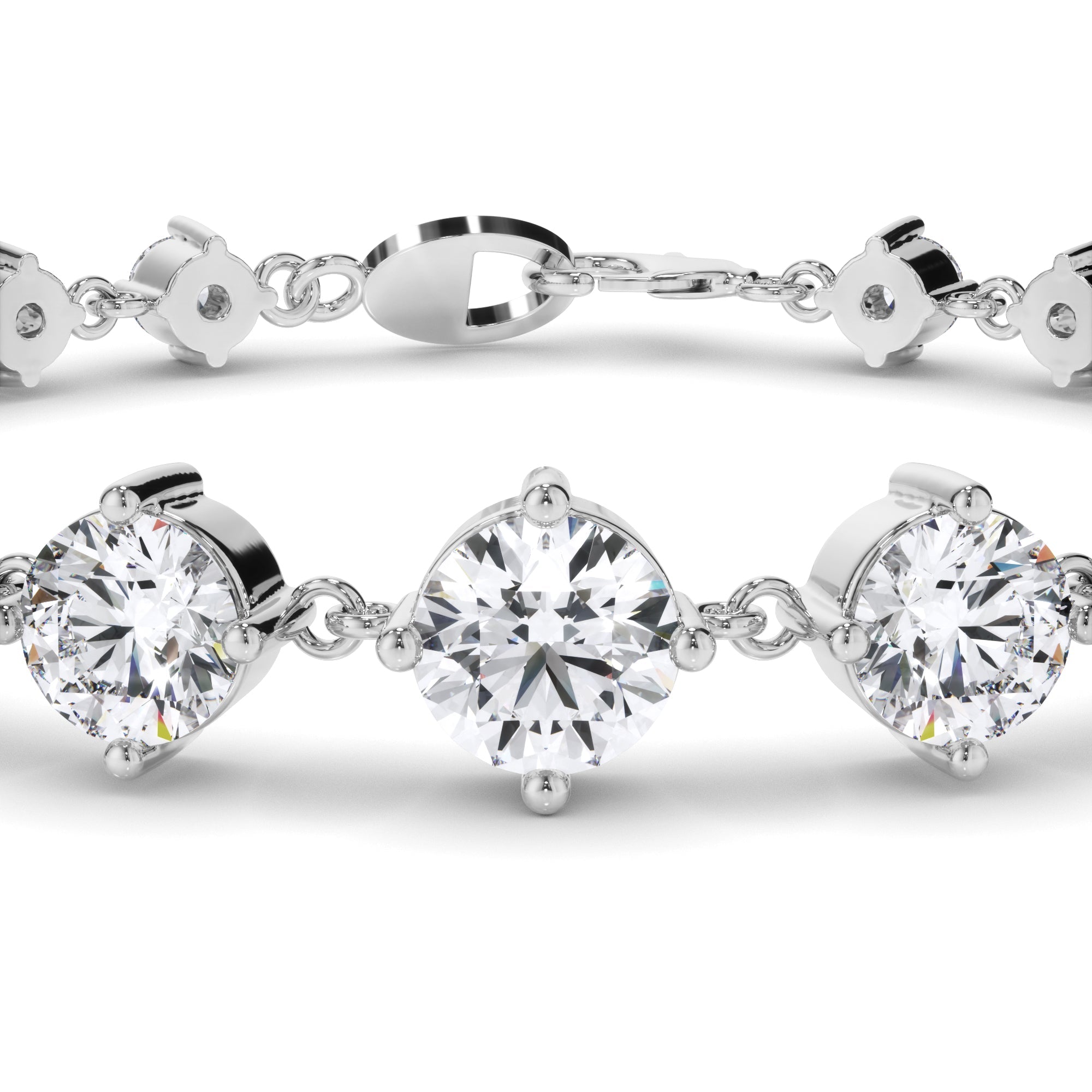 Round Brilliant Cut Natural Mined Diamond Tennis Bracelet