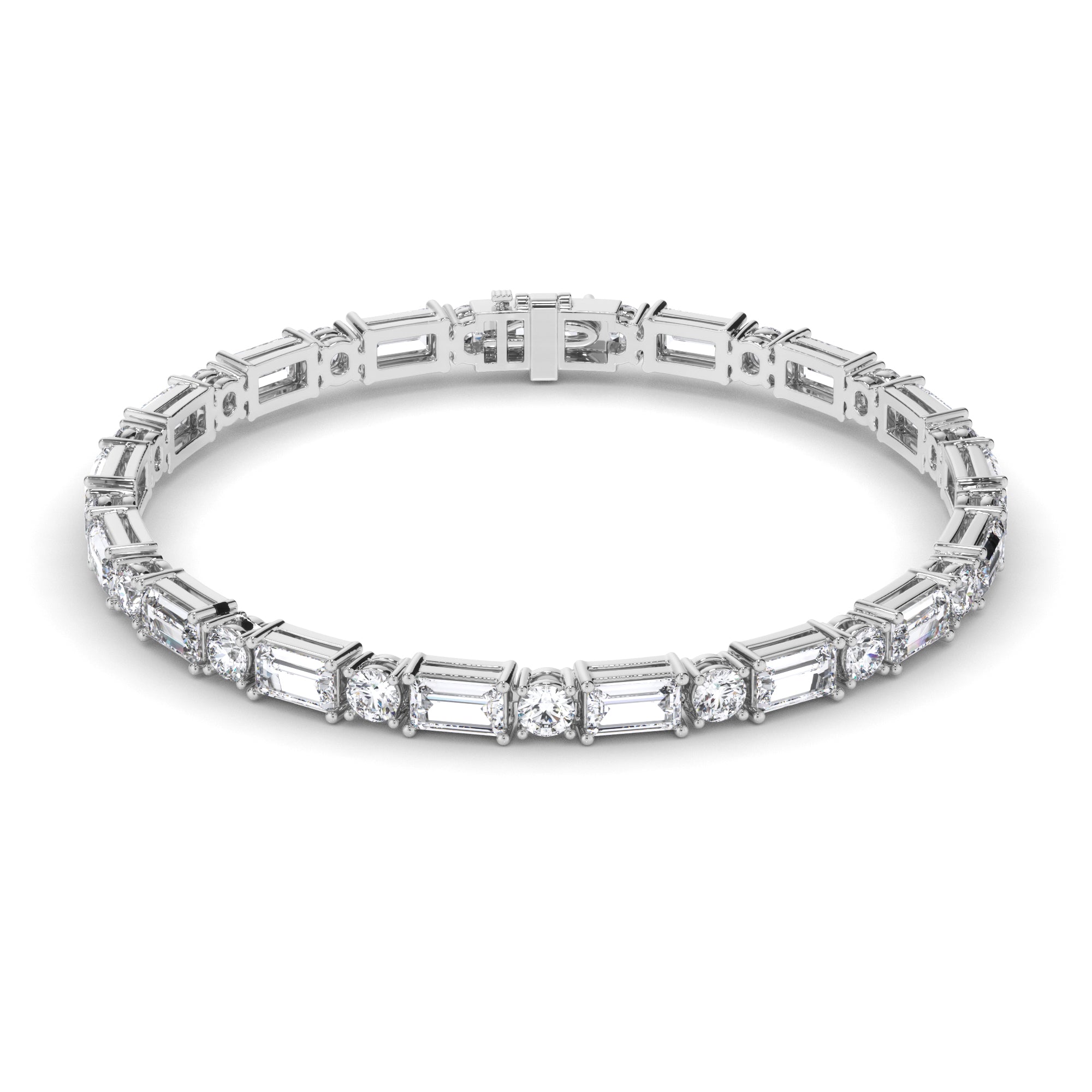 Baguette & Round Brilliant Cut Laboratory Grown Diamond Tennis Bracelet