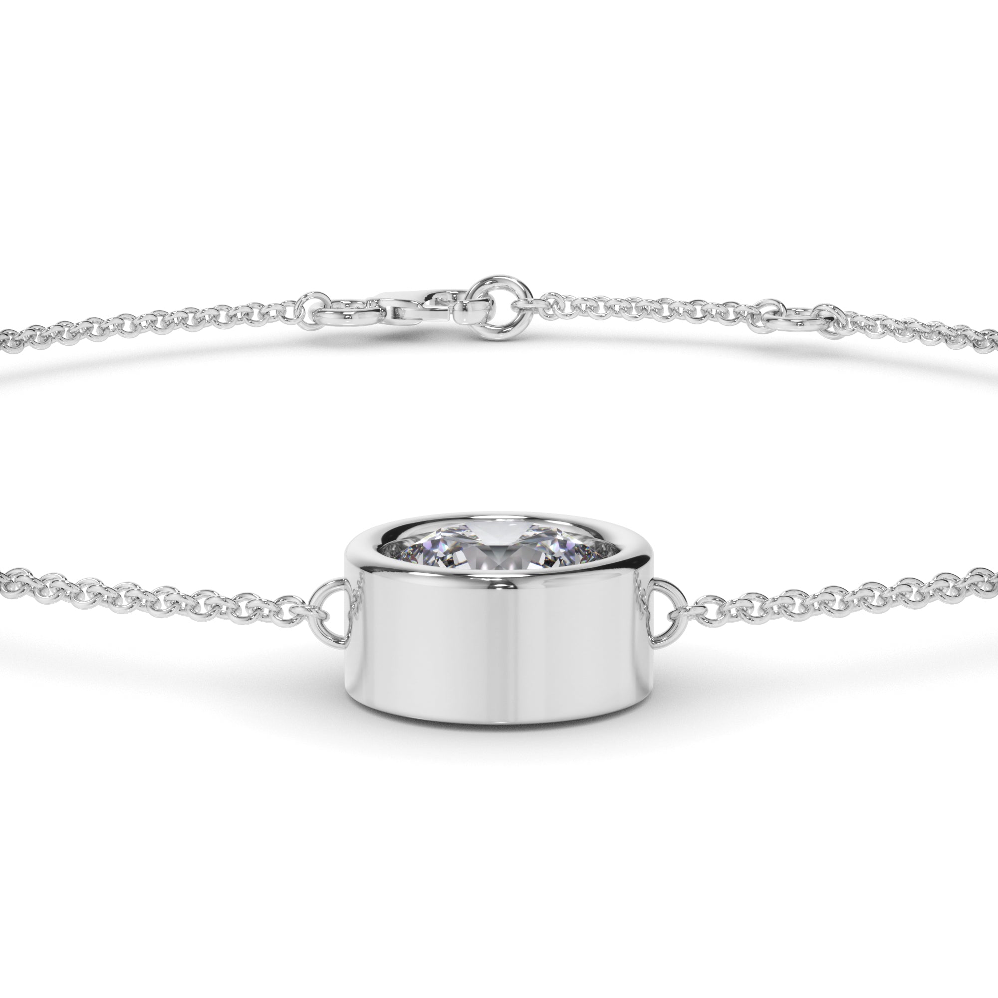 Round Brilliant Cut Diamond Bezel Set Bracelet
