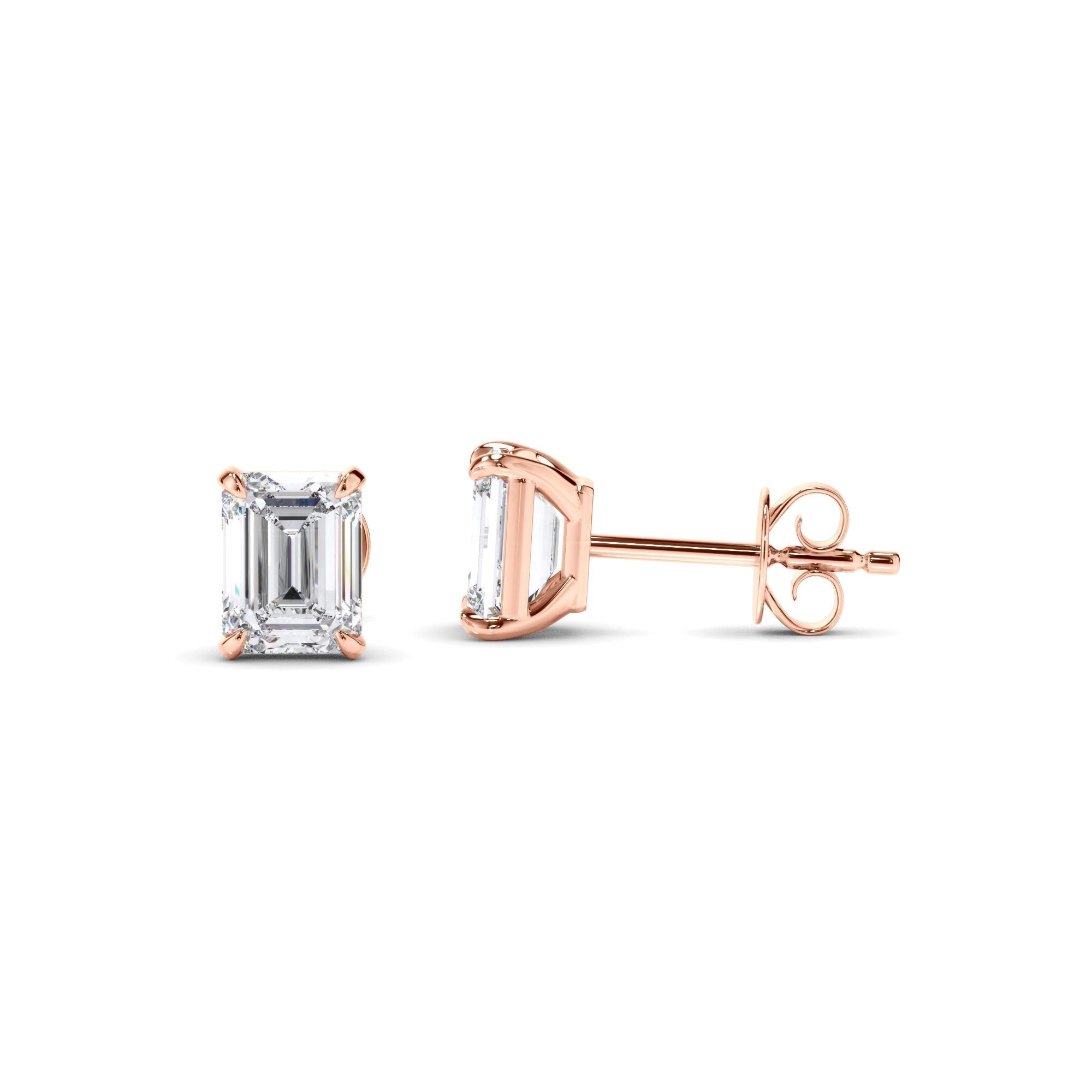 Emerald Cut Diamond Stud Earrings