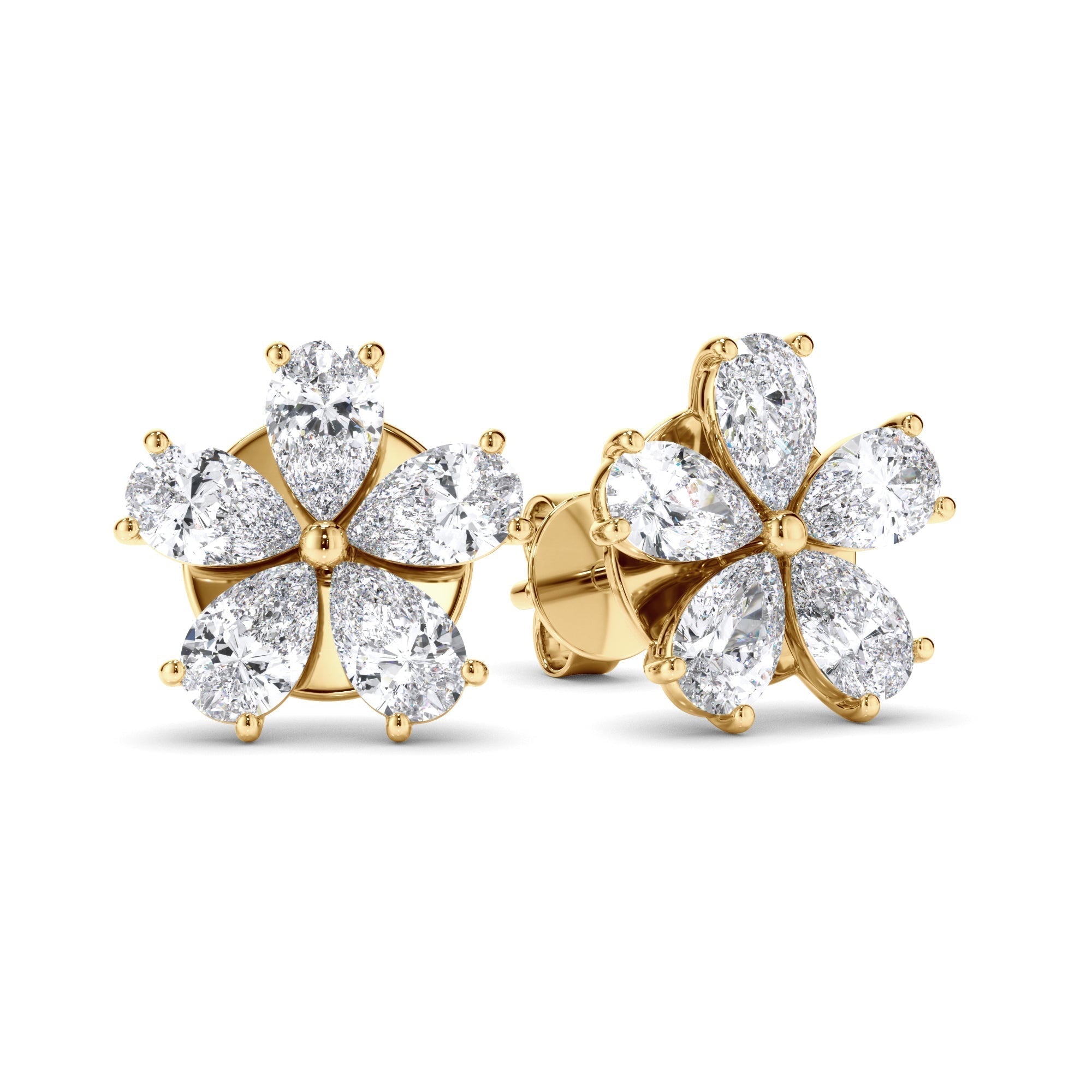 Pear Cut Diamond 5-Stone Stud Earrings
