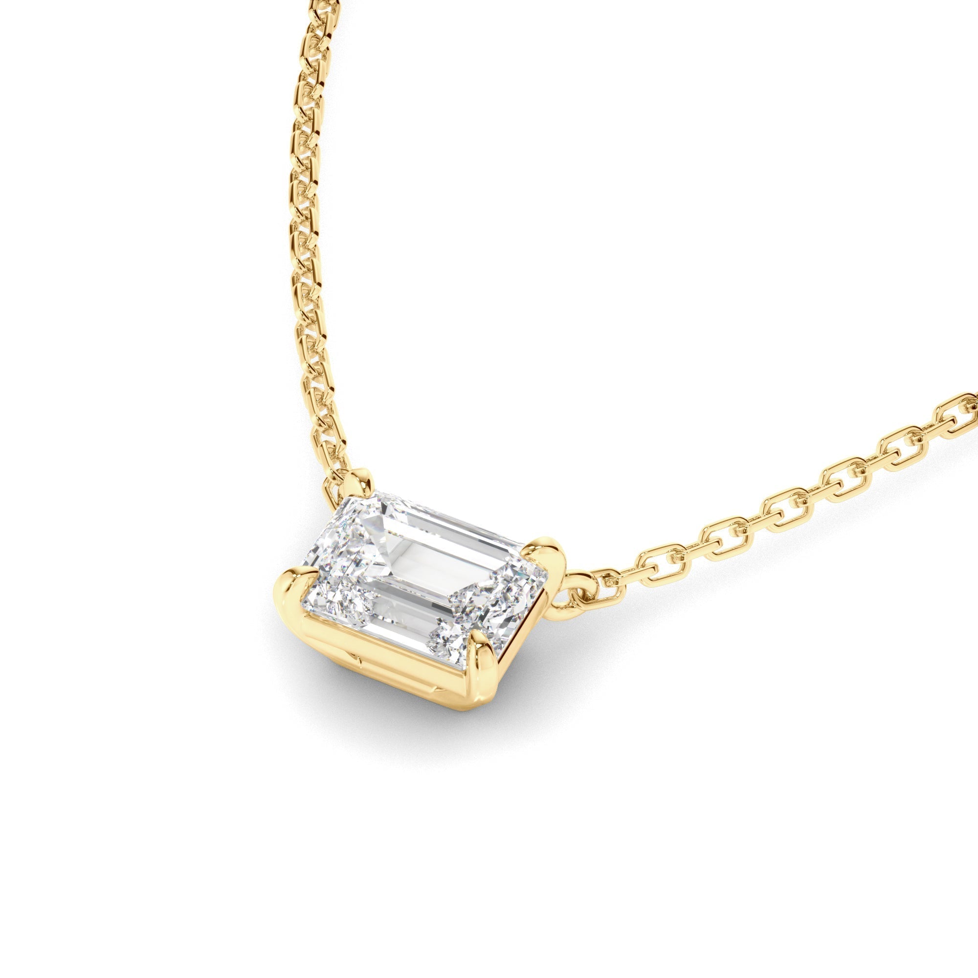 East West Emerald Cut Diamond Necklet