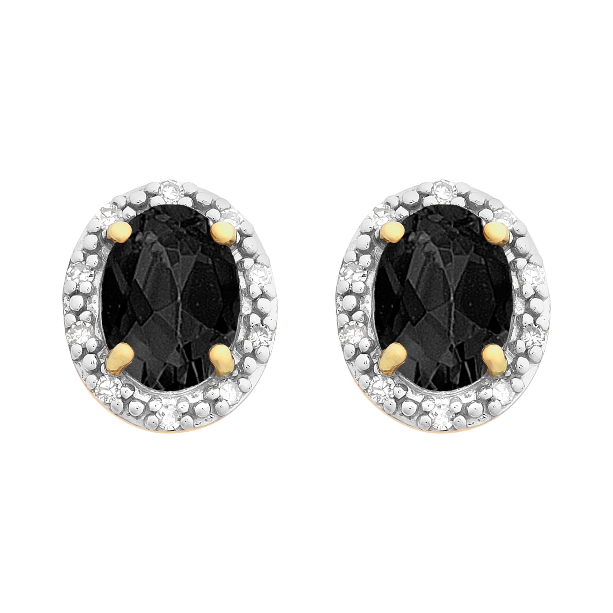 9ct Gold Natural Sapphire & Diamond Earrings