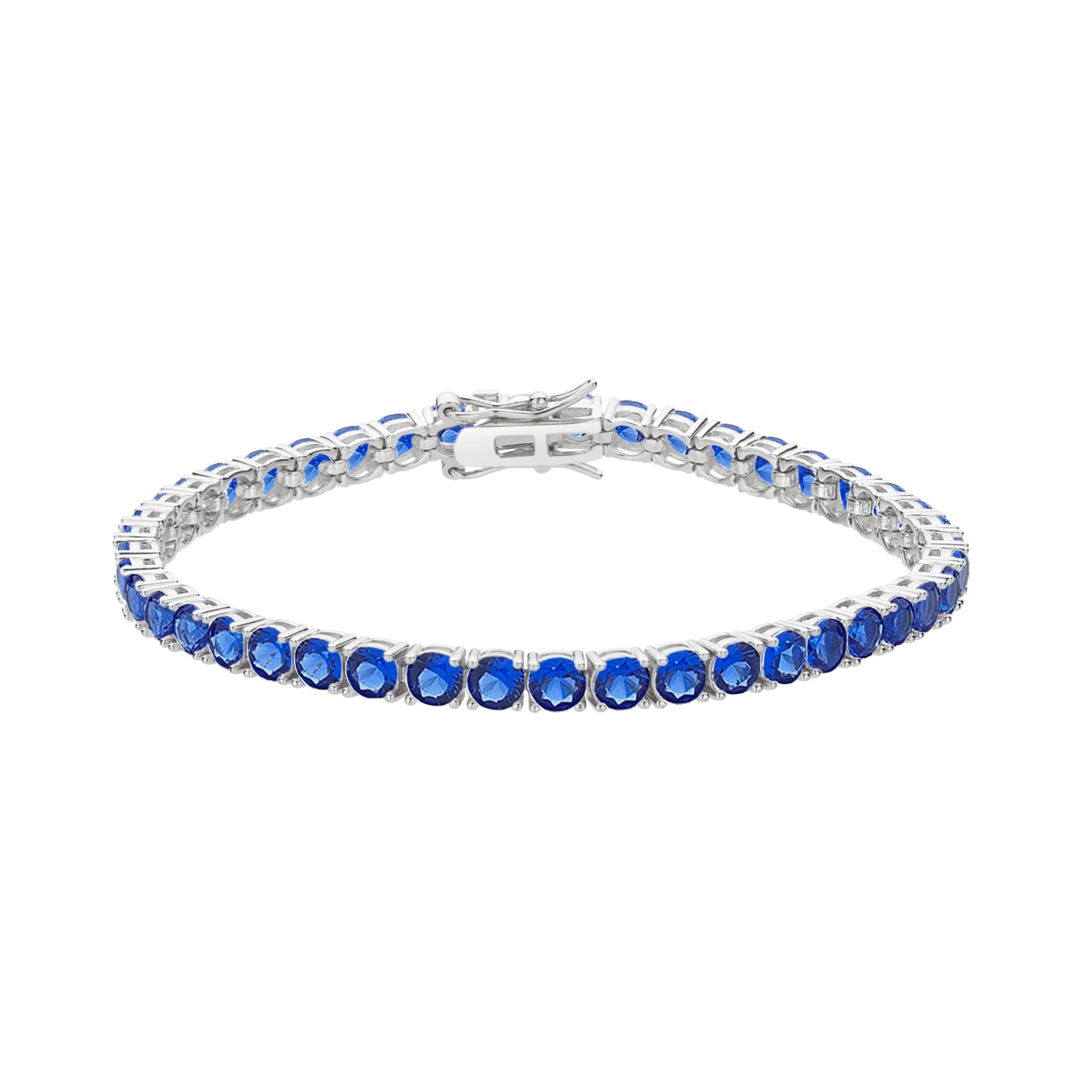 Sterling silver created blue nano tennis bracelet