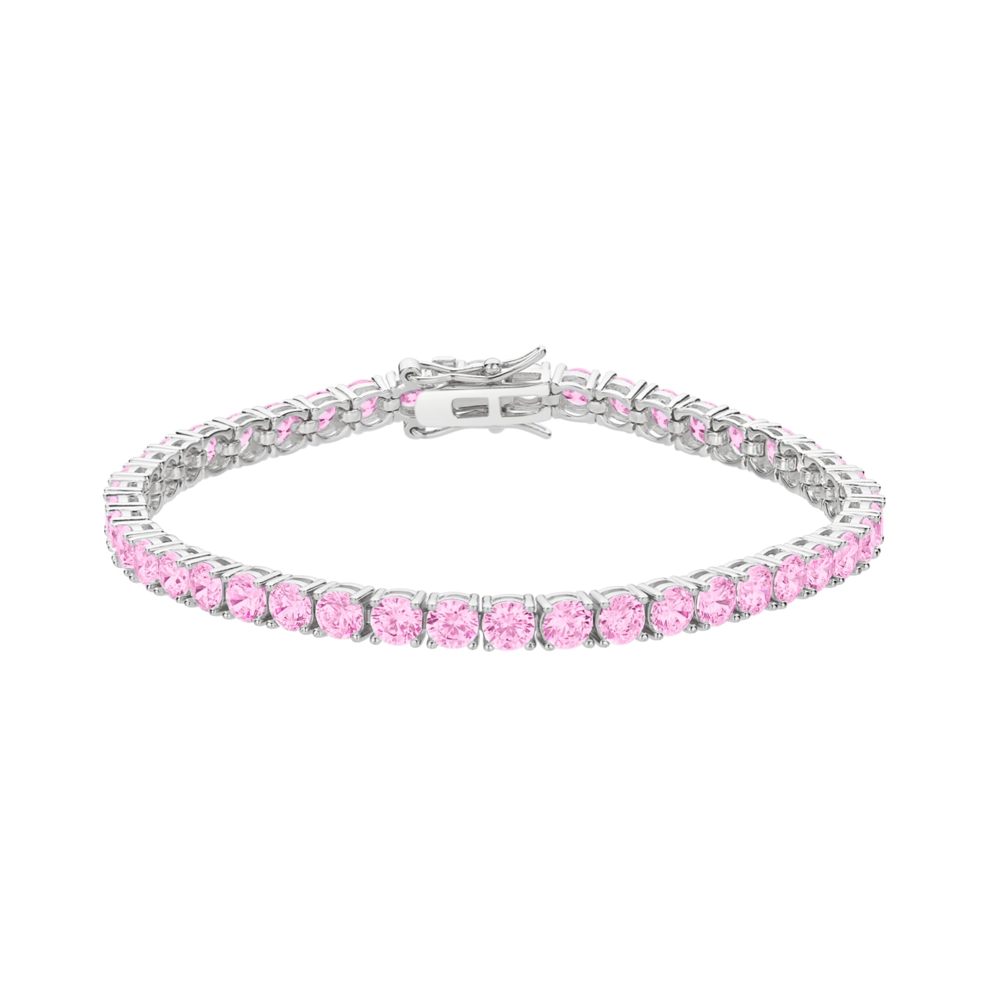 Sterling silver pink cubic zirconia tennis bracelet