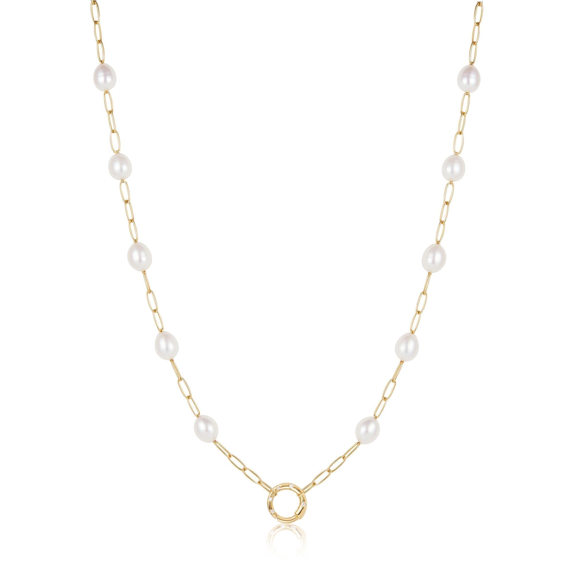 Ania Haie Gold Pearl Chain Charm Connector Necklace