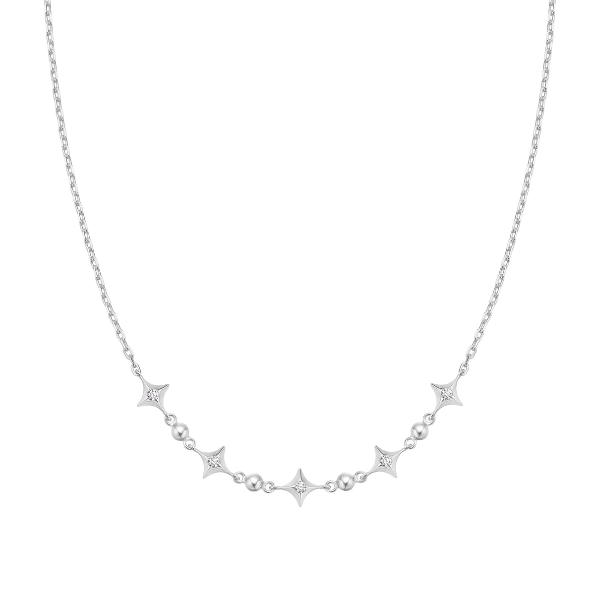 Ania Haie Silver Sparkling Star Station Necklace