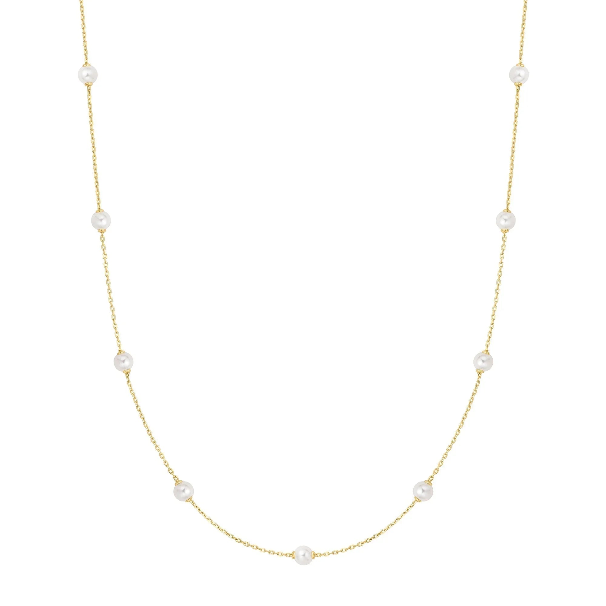 Ania Haie Gold Shell Pearl Station Chain Necklace