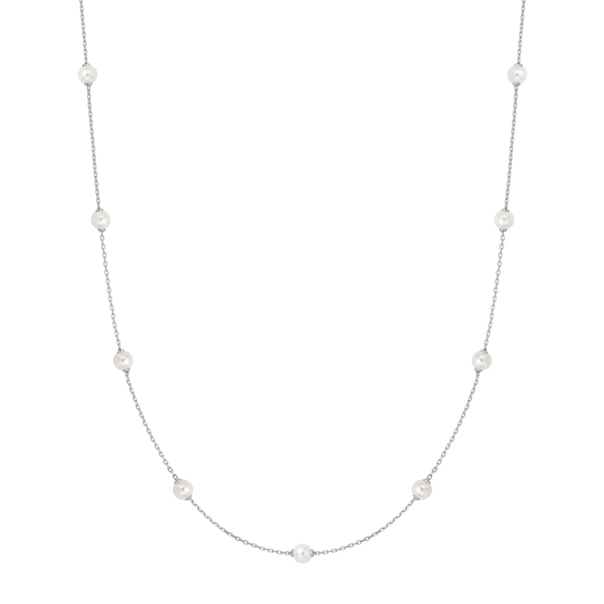 Ania Haie Silver Shell Pearl Station Chain Necklace