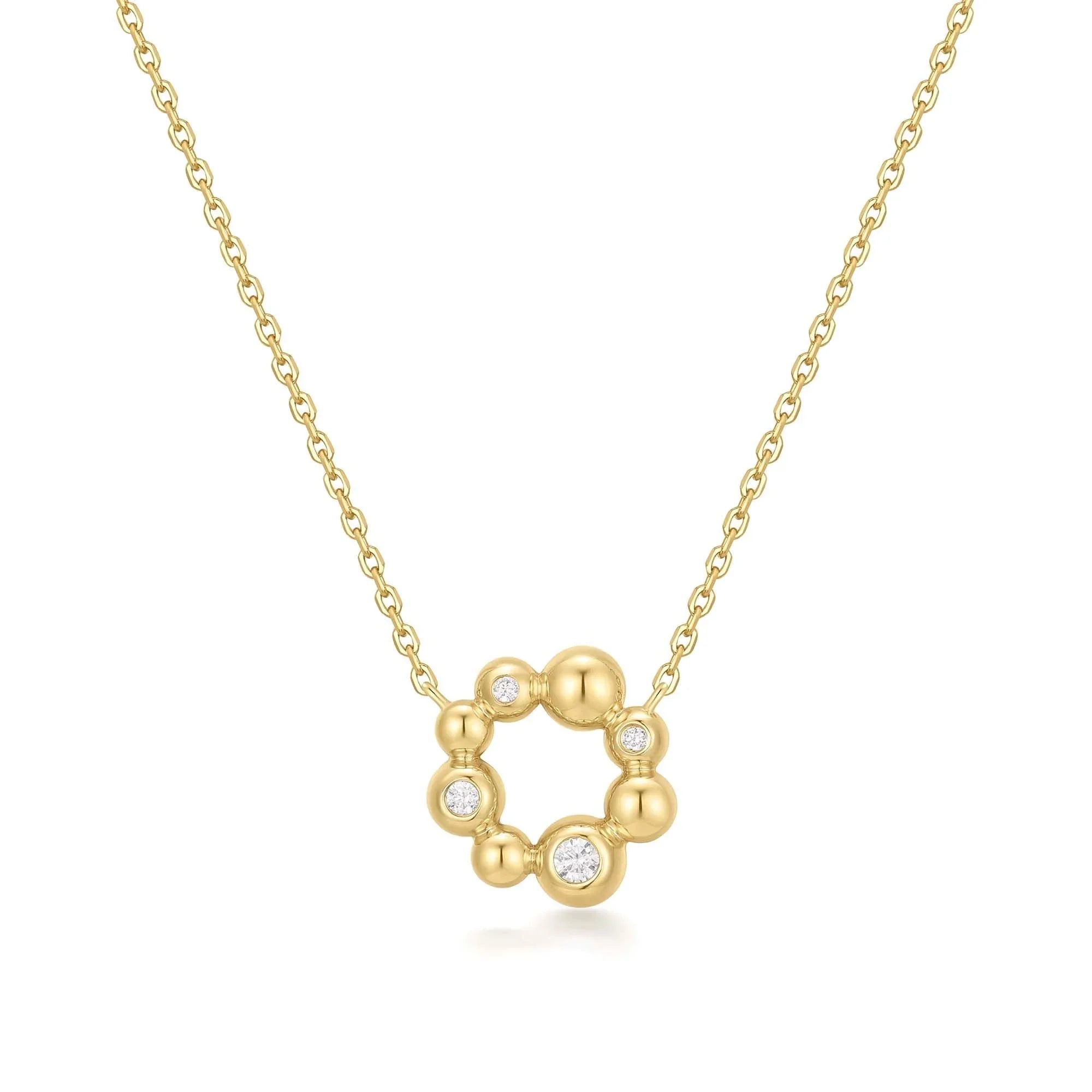 Gold Asymmetric Beaded Circle Necklace