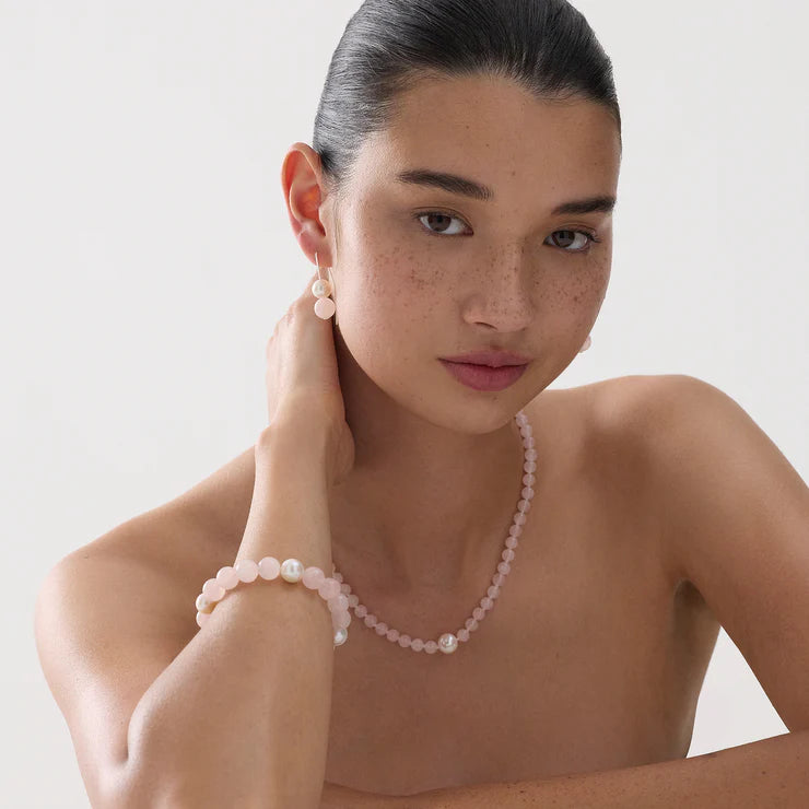 Sunset Rose Quartz & Pearl Necklace