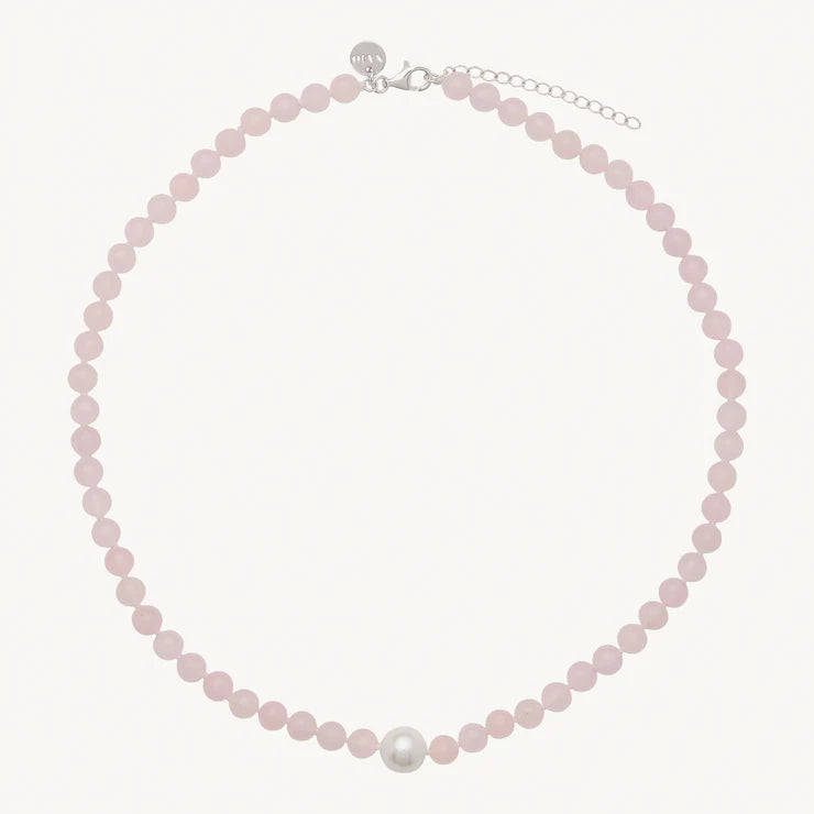 Sunset Rose Quartz & Pearl Necklace