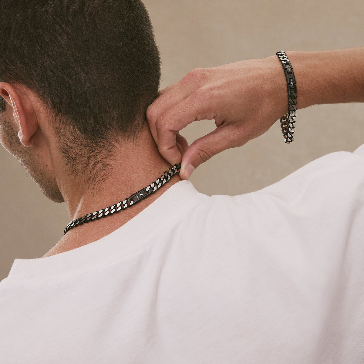 NAJO Nero Men’s Steel Curb Chain Necklace (Bold)