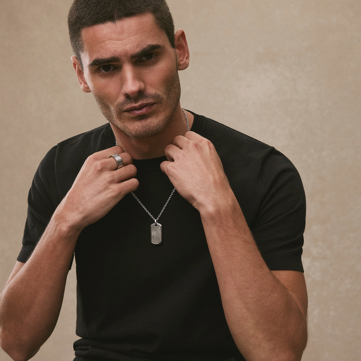 NAJO Rocca Men’s Stainless Steel Dog Tag Pendant