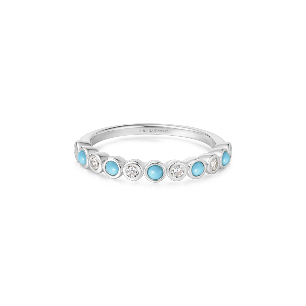 Ania Haie Silver Bezel Lab Created Turquoise Ring