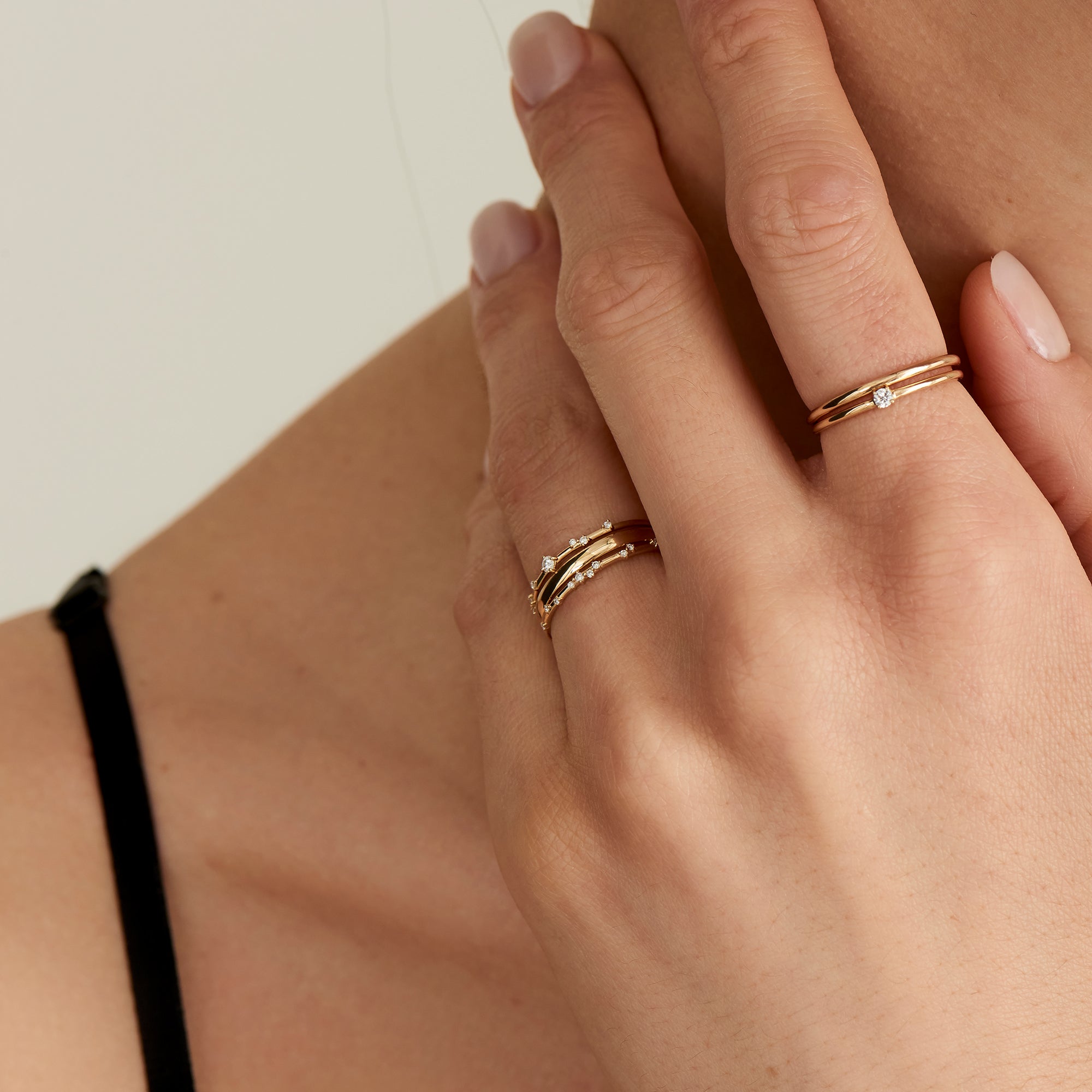 Ania Haie 14ct Gold Stargazer Band Ring