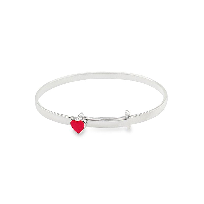 Heart Slider Silver Bangle - Nangar Gems