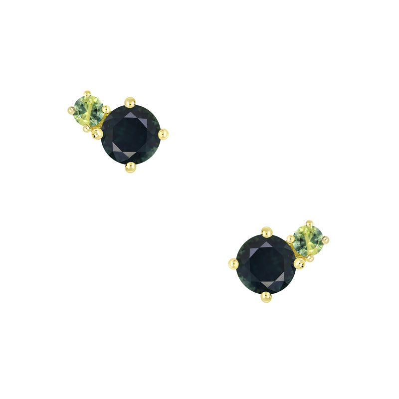 Australian Sapphire Toi Et Moi Earrings with Blue & Parti Sapphires