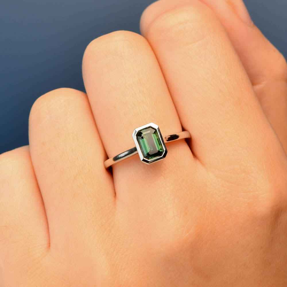 Australian Sapphire Adelia Ring with Teal Sapphire