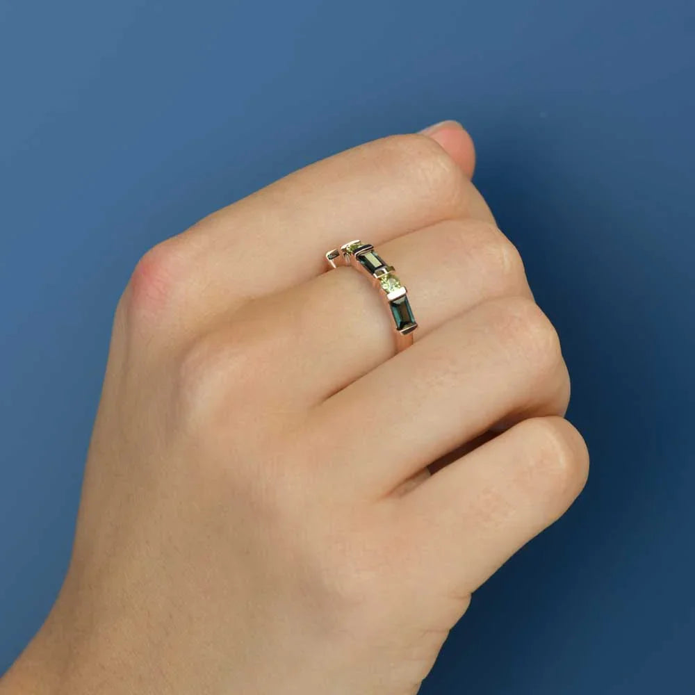 Australian Sapphire Aleena Ring with Blue & Green Sapphires