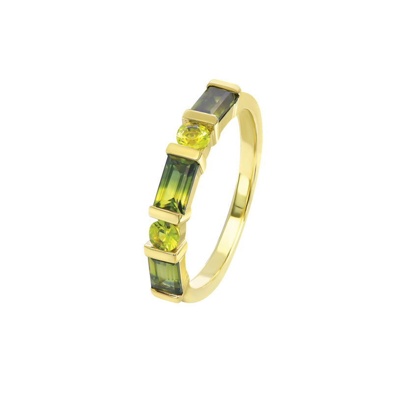 Australian Sapphire Aleena Ring with Parti & Yellow Sapphires