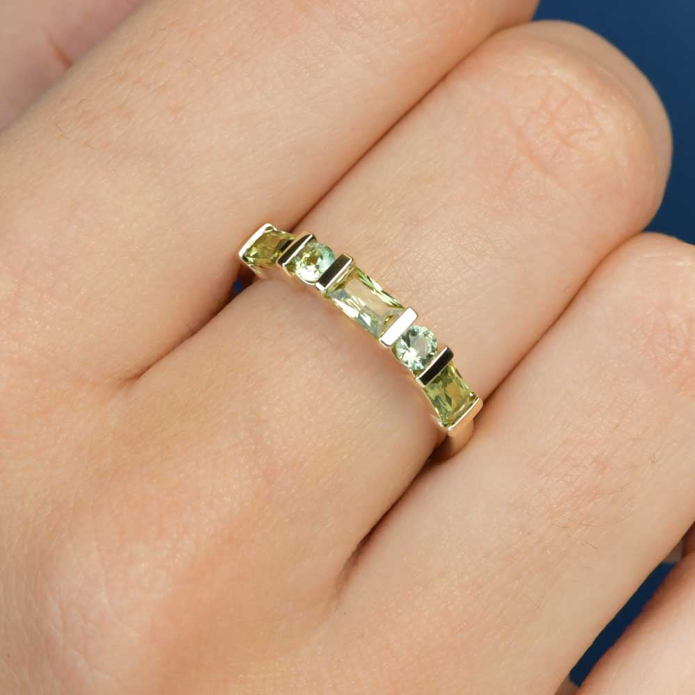 Australian Sapphire Aleena Ring with Yellow & Teal Sapphires
