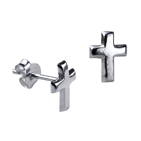 Silver Plain Cross Studs - Nangar Gems
