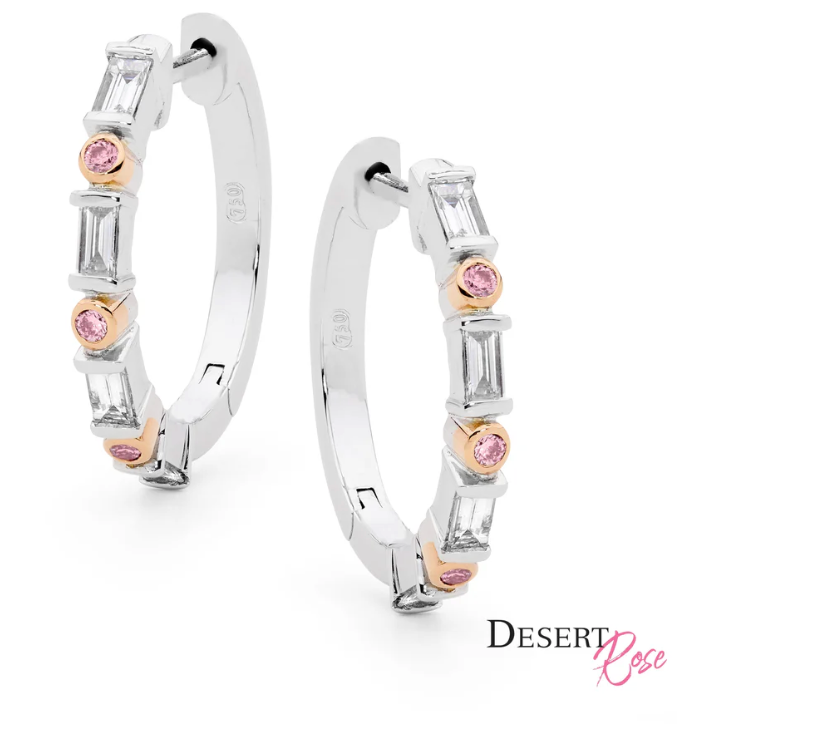 18K White and Rose Gold Diamond Earrings