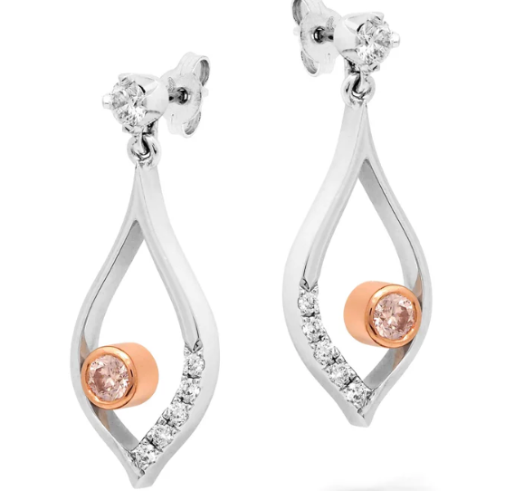 18K White and Rose Gold Diamond Earrings