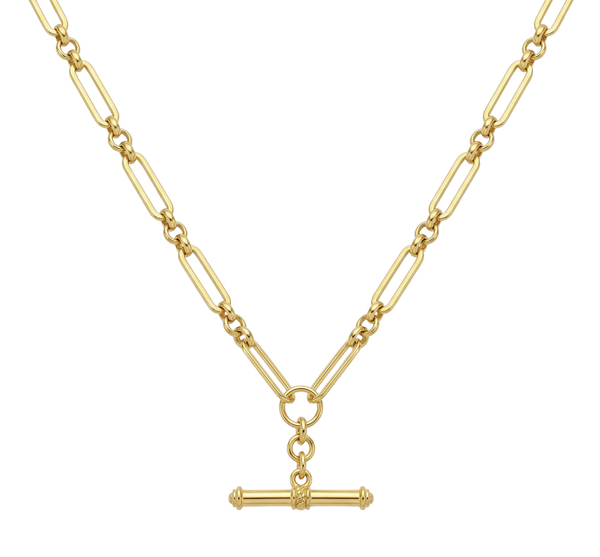 Paperclip Mixed Link With Fob Necklace