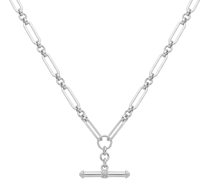 Paperclip Mixed Link With Fob Necklace