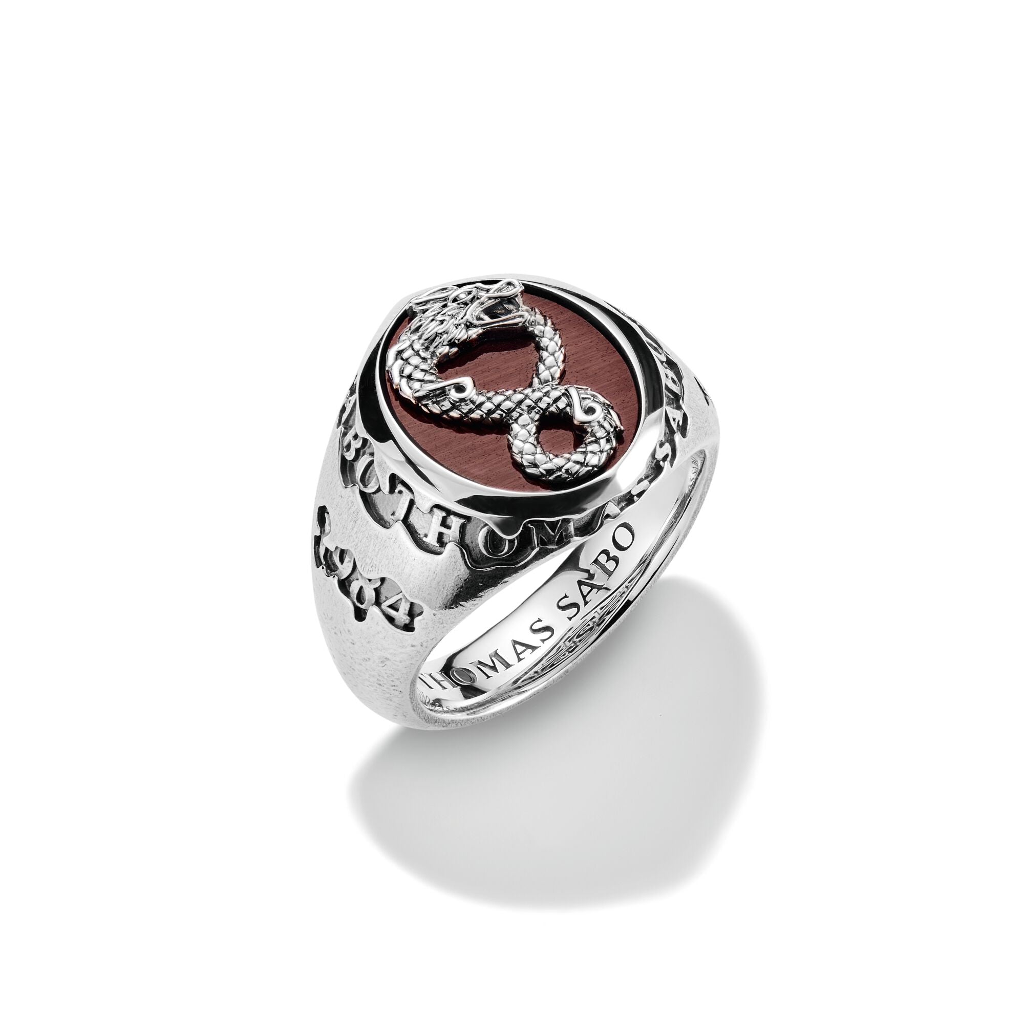 THOMAS SABO Signet Ring Dragon Red Tiger's Eye