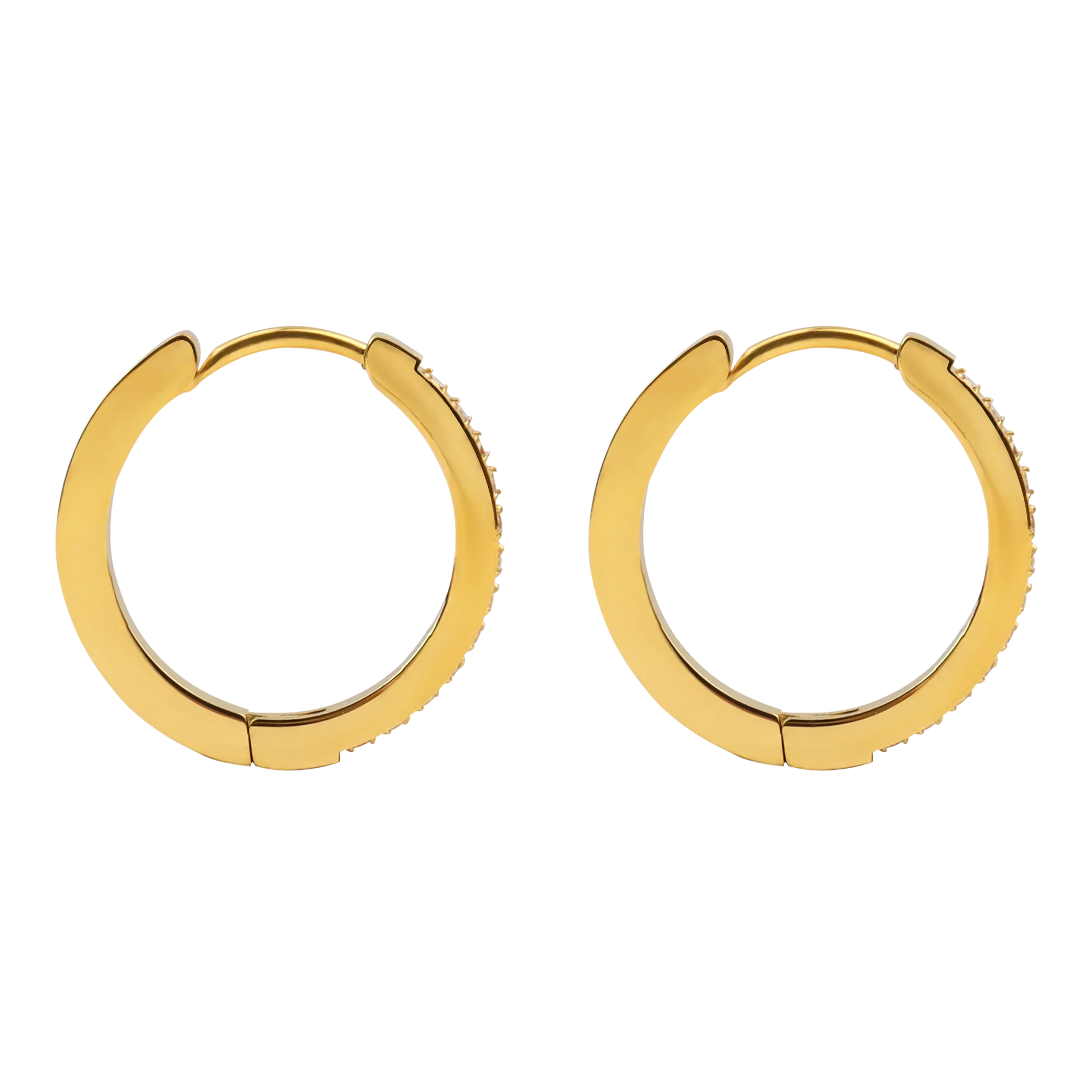 Classic Hoop Earrings with Pavé-Set Cubic Zirconia - Gold