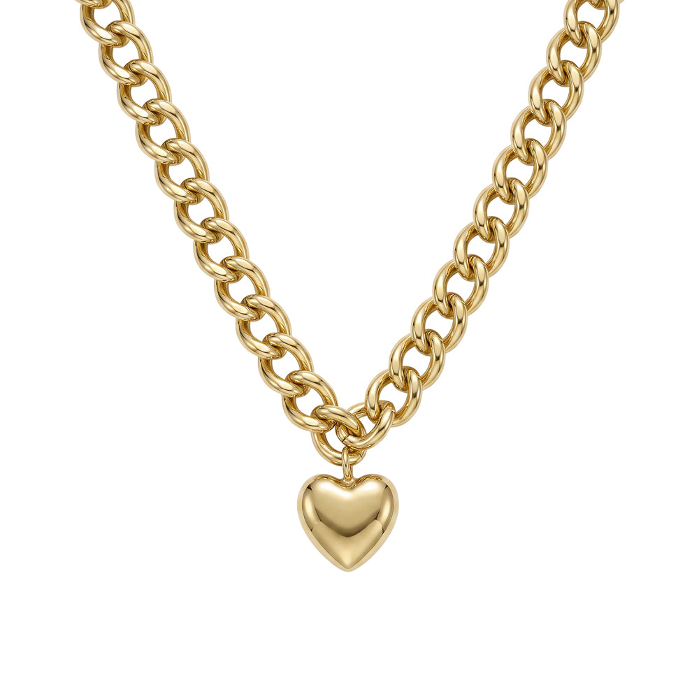 Chunky Curb Link With Puff Heart