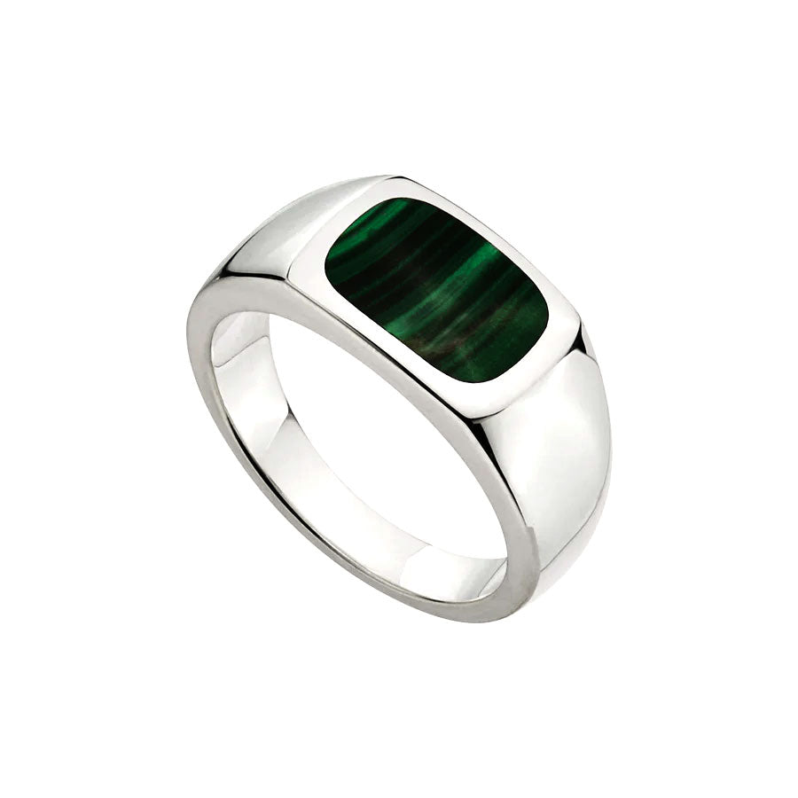 NAJO Expedition Mens Silver & Malachite Ring