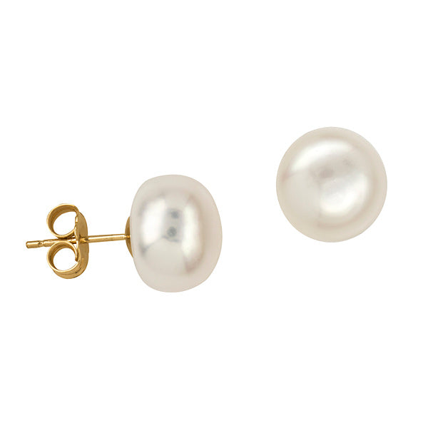 10mm Freshwater Button  Pearl Studs